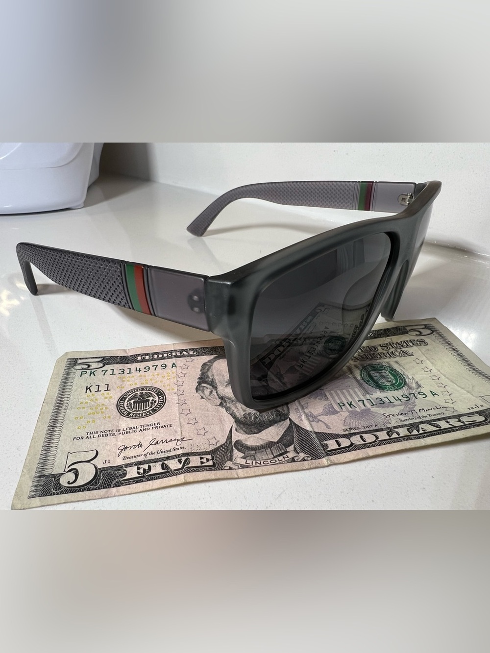 TRUE  POLARIZED Matte charcoal Black Sunglasses with Green & Red Accent